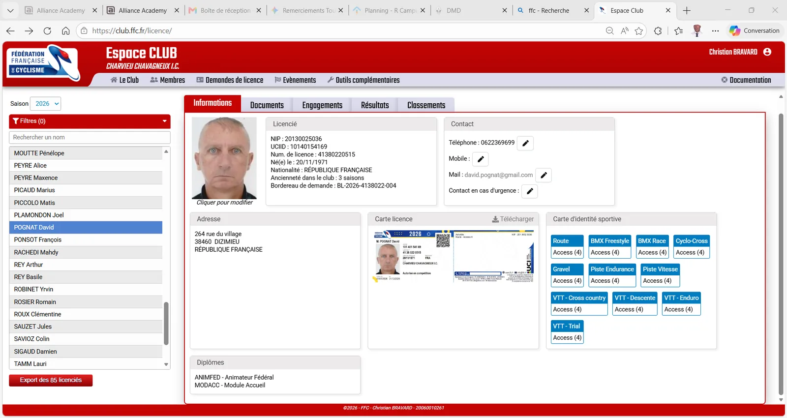 Licence Animateur fédéral